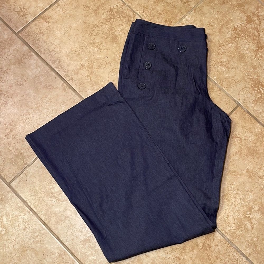 Navy blue cotton blend pants